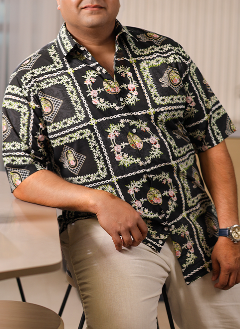 Geometric Luxe Print Shirt – Tailored Comfort