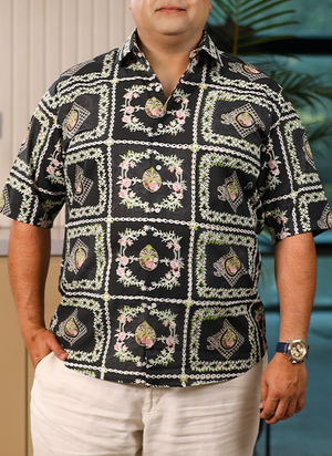 Geometric Luxe Print Shirt – Tailored Comfort