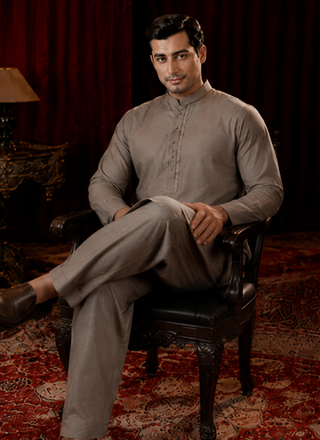 Earth Taupe Tarkashi Kurta